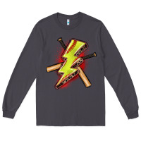 Smoke softball lightning bolt Long Sleeve Tee - Zillion Design Studio