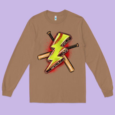 Softball Lightning Bolt Long Sleeve Tee Designed By Zillion Design Studio