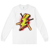 White softball lightning bolt Long Sleeve Tee - Zillion Design Studio
