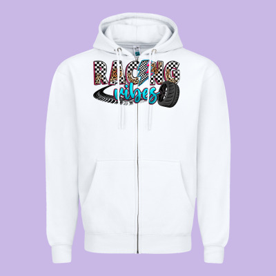 Racing Vibes Zipper Hoodie Designed By Zillion Design Studio