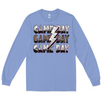 Colony Blue game day game day volleyball lightning bolt Long Sleeve Tee - Zillion Design Studio