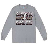 Heather Grey game day game day volleyball lightning bolt Long Sleeve Tee - Zillion Design Studio
