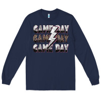 Navy game day game day volleyball lightning bolt Long Sleeve Tee - Zillion Design Studio