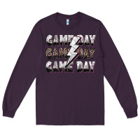 Plum game day game day volleyball lightning bolt Long Sleeve Tee - Zillion Design Studio