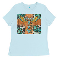 Baby Blue she is strong tumbler Ladies Tee - BarkalooDesign