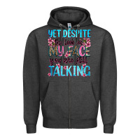 Charcoal Heather yet,despite the look on my face you are still talk Zipper Hoodie - Zillion Design Studio