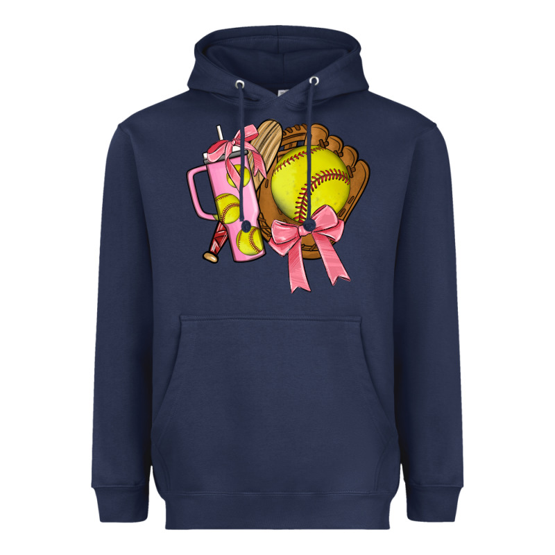 Softball Coquette Bow Heavyweight Hoodie by JahusDesignShop | Teevron