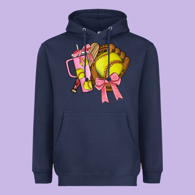 Softball Coquette Bow Heavyweight Hoodie Designed By Jahusdesignshop
