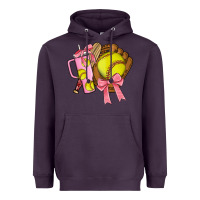 Plum softball coquette bow Heavyweight Hoodie - JahusDesignShop