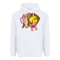 White softball coquette bow Heavyweight Hoodie - JahusDesignShop