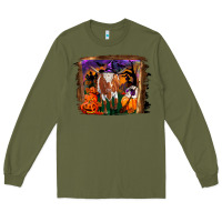Army Green longhorn cow halloween Long Sleeve Tee - RanaPortraitStore
