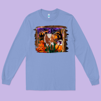 Long Sleeve Tee longhorn cow halloween