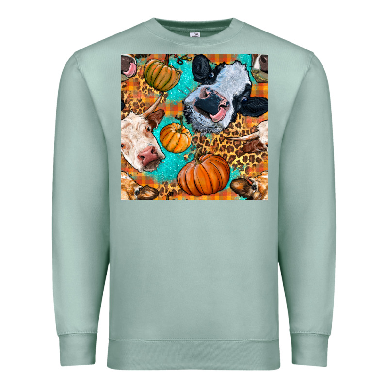 Autumn Cows Seamless Pattern Premium Sweatshirt by BundleAndBundleShop | Teevron