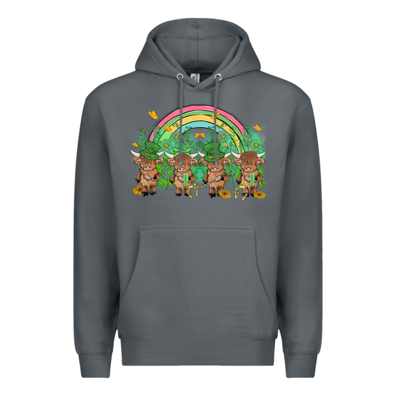 St Patrick's Day Baby Highland Cow Premium Hoodie by MaliasSmallBusiness | Teevron