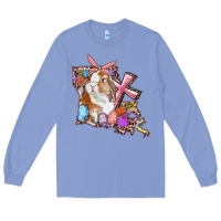 Colony Blue Louisiana Map Easter Bunny And Cross Long Sleeve Tee - RanaPortraitStore