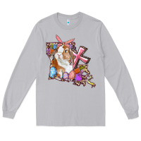 Moon Dust Louisiana Map Easter Bunny And Cross Long Sleeve Tee - RanaPortraitStore