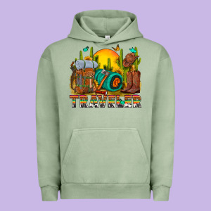Western Traveler Cowboy Urban Hoodie Designed By Nancycooperartshop