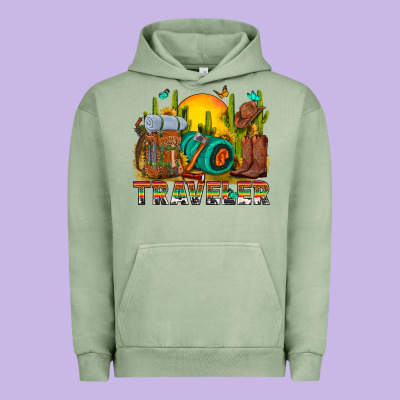 Western Traveler Cowboy Urban Hoodie Designed By Nancycooperartshop