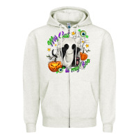 Oatmeal Heather My Cat Is My Boo Zipper Hoodie - texasbilliewilder