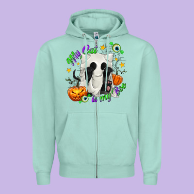 My Cat Is My Boo Zipper Hoodie Designed By Texasbilliewilder