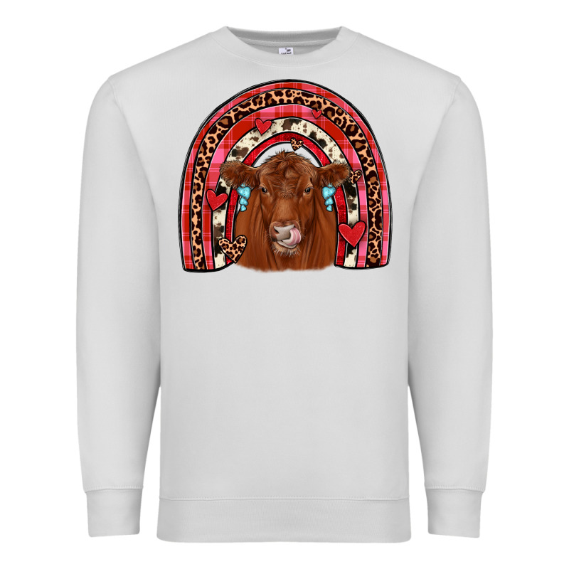 Valentines Red Angus Rainbow Premium Sweatshirt by JahusDesignShop | Teevron