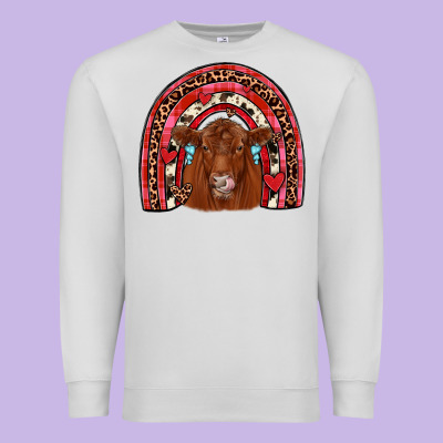 Valentines Red Angus Rainbow Premium Sweatshirt Designed By Jahusdesignshop