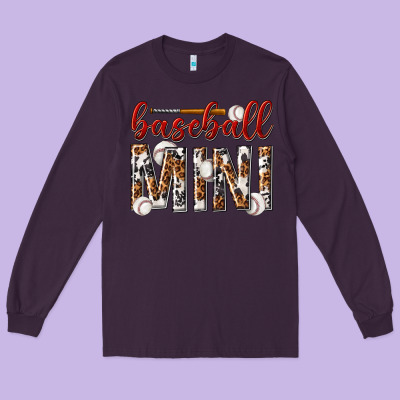 Long Sleeve Tee baseball mini with leopard
