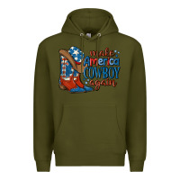 Army Green make america cowboy again Premium Hoodie - MaliasSmallBusiness