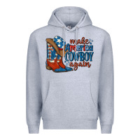 Heather Grey make america cowboy again Premium Hoodie - MaliasSmallBusiness