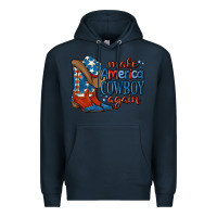 Navy make america cowboy again Premium Hoodie - MaliasSmallBusiness