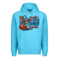 Ocean Blue make america cowboy again Premium Hoodie - MaliasSmallBusiness
