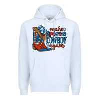White make america cowboy again Premium Hoodie - MaliasSmallBusiness