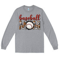 Heather Grey baseball mom Long Sleeve Tee - texasbilliewilder