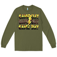 Army Green game day game day softball lightning bolt Long Sleeve Tee - Zillion Design Studio