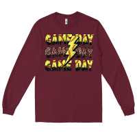 Burgundy game day game day softball lightning bolt Long Sleeve Tee - Zillion Design Studio