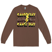 Chestnut game day game day softball lightning bolt Long Sleeve Tee - Zillion Design Studio