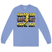Colony Blue game day game day softball lightning bolt Long Sleeve Tee - Zillion Design Studio