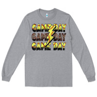 Heather Grey game day game day softball lightning bolt Long Sleeve Tee - Zillion Design Studio