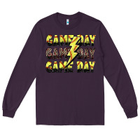 Plum game day game day softball lightning bolt Long Sleeve Tee - Zillion Design Studio