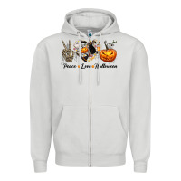 Dove Grey Peace Love Halloween Zipper Hoodie - texasbilliewilder