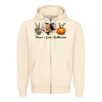 Sandshell Peace Love Halloween Zipper Hoodie - texasbilliewilder