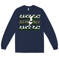Navy game day game day soccer lightning bolt Long Sleeve Tee - Zillion Design Studio