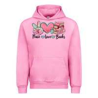 Fuchsia Pink peace love books Urban Hoodie - MaliasSmallBusiness