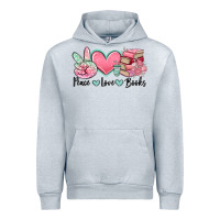 Heather Grey peace love books Urban Hoodie - MaliasSmallBusiness