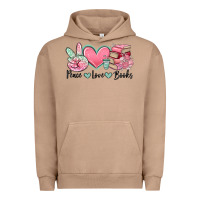 Pigment Burro peace love books Urban Hoodie - MaliasSmallBusiness