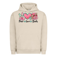 Pigment French Oak peace love books Urban Hoodie - MaliasSmallBusiness