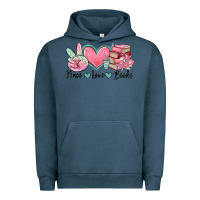 Pigment Midnight Navy peace love books Urban Hoodie - MaliasSmallBusiness