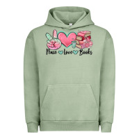 Pigment Oil Green peace love books Urban Hoodie - MaliasSmallBusiness