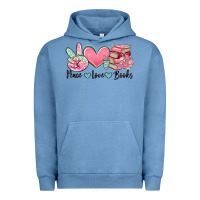 Pigment Pebble Blue peace love books Urban Hoodie - MaliasSmallBusiness