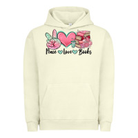 Pigment Pistachio peace love books Urban Hoodie - MaliasSmallBusiness